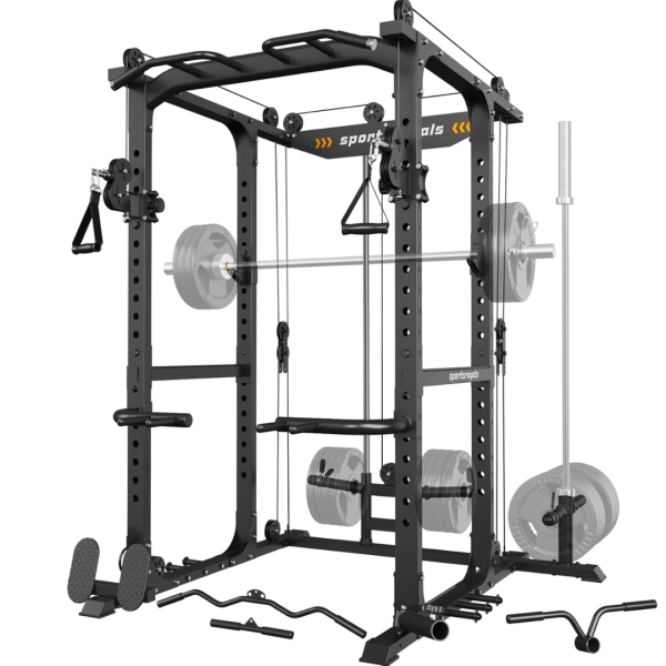 Multi-Function Power Rack with Adjustable Cable Crossover System For Cheap
