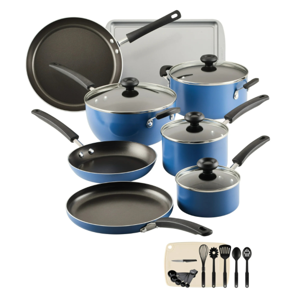24-Piece Farberware Nonstick Cookware Pots & Pans Set (2 Color Options) Online Hot Sale