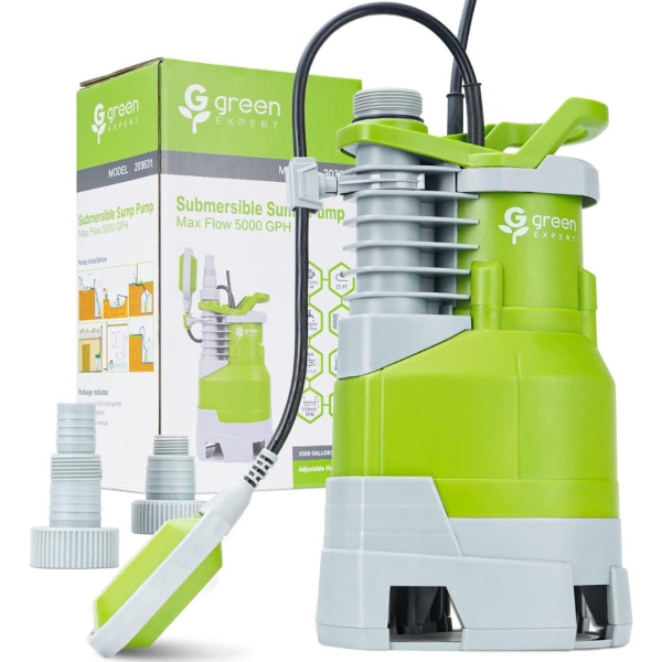 Green Expert 1.5HP 5000GPH 25ft Power Cord Submersible Sump Pump on Sale