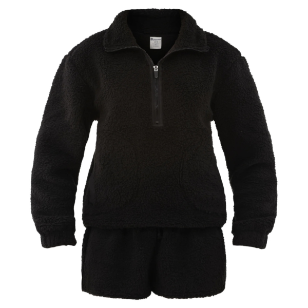 2-Piece No Boundaries Women s Half Zip Pullover And Shorts Plush Set Online