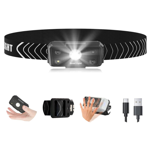 7 Light LED USB Rechargeable Motion Sensor Super Bright Headlamp For Cheap