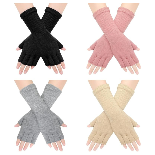4-Pairs Unisex Winter Fingerless Gloves (Select Colors) For Discount