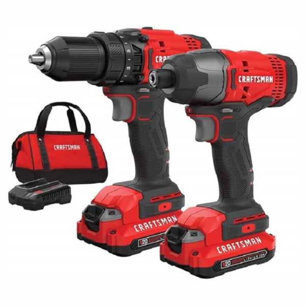 Craftsman 20V 2-Tool Power Tool Combo Kit With 2 Batteries & Charger Hot on Sale