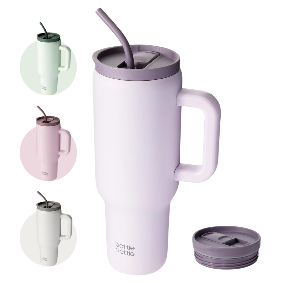 40 Oz Stainless Steel Vacuum Travel Tumbler W  Handle And Straw Online now