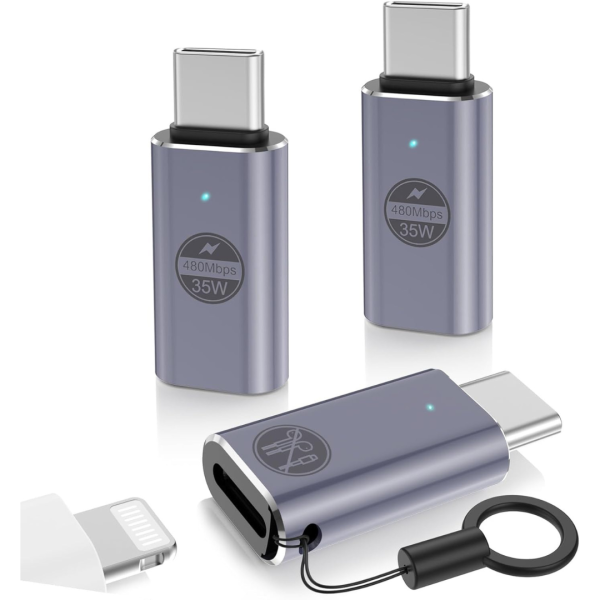 3-Pack 35W Fast Charging & Data Transfer Lightning to USB-C Adapter (Various) Fashion