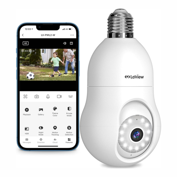 LaView 4MP 360-Degree 2K Wireless Smart Bulb Security Camera Online now