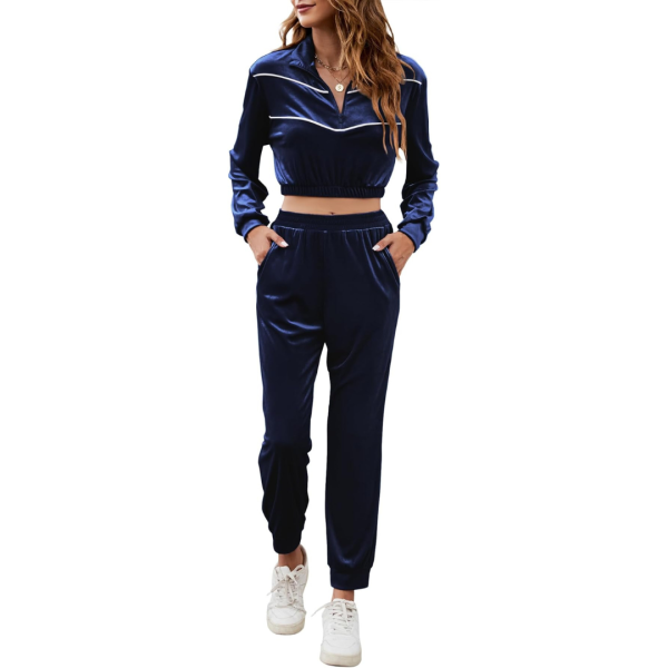 Women s Cute Long Sleeve Zip Up Velour Tracksuits Hot on Sale