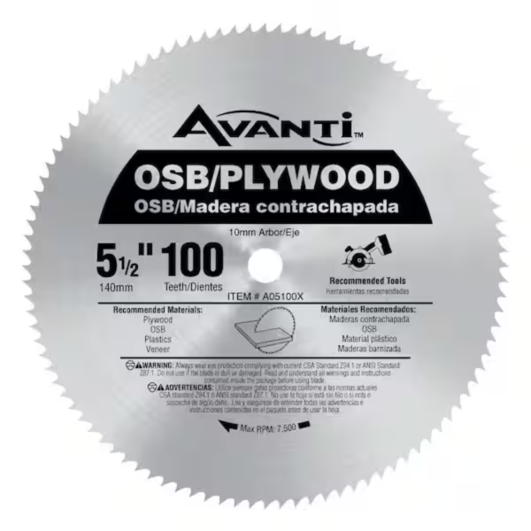 Avanti 5-1 2  x 100-Tooth OSB Plywood Circular Saw Blade Hot on Sale