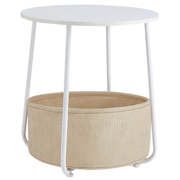 EDX Small Round Side End Table with Fabric Basket For Discount