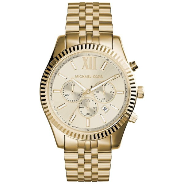 Michael Kors Men s Lexington Chronograph Gold-Tone Stainless Steel Watch Supply