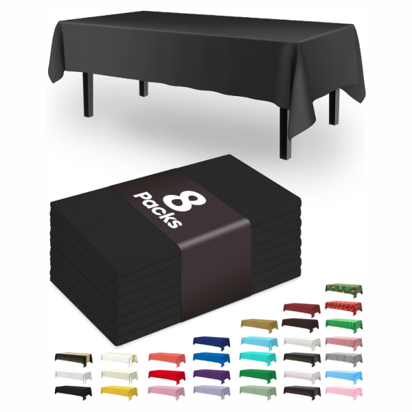 8-Pack 54  x 108  Plastic Disposable Table Cloth Online now