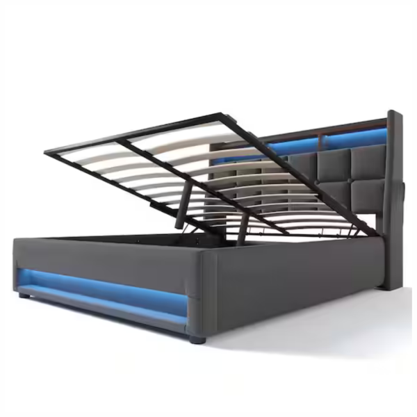 Harper & Bright Designs Queen Hydraulic Storage Platform Bed W  LED Lights Online Sale