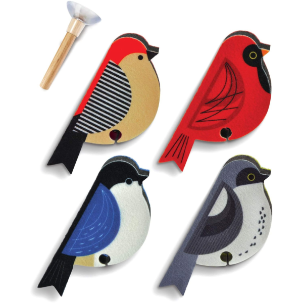 Set of 4 Genuine Fred Perched Bird Sponges with Cup Wooden Perch Supply
