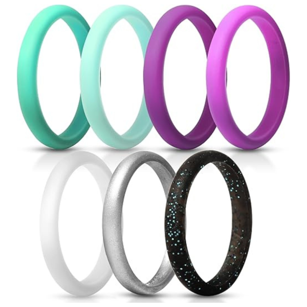 7 Pack Women s Thin and Stackable Silicone Band Rings Online Sale