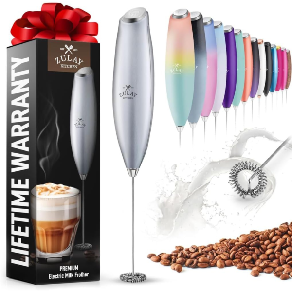 Zulay New Titanium Electric Motor Milk Handheld Frother Whisk Discount