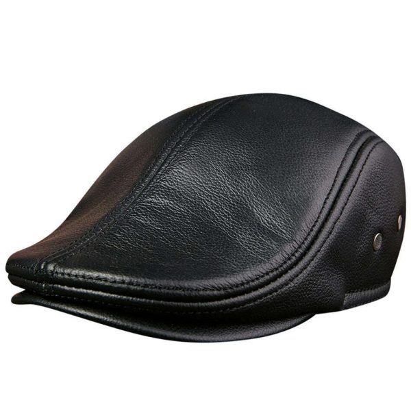 BUTTERMERE Flat Caps Men Real Leather Duckbill Hats Berets Earflaps Black Casual Directors Cap Male Vintage Winter Driving Caps Hot on Sale - Image 5
